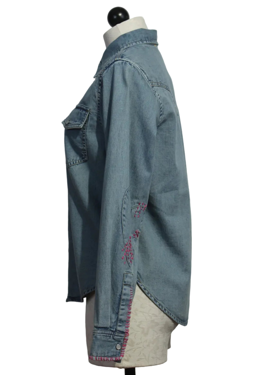 side view of Western Pia Denim Shirt by Kerri Rosenthal 