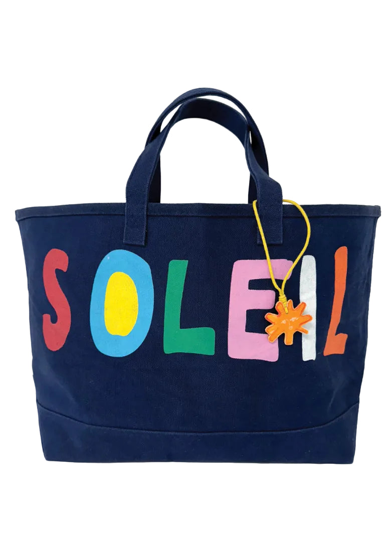 Soleil Beach Tote by Kerri Rosenthal in navy indigo blue 
