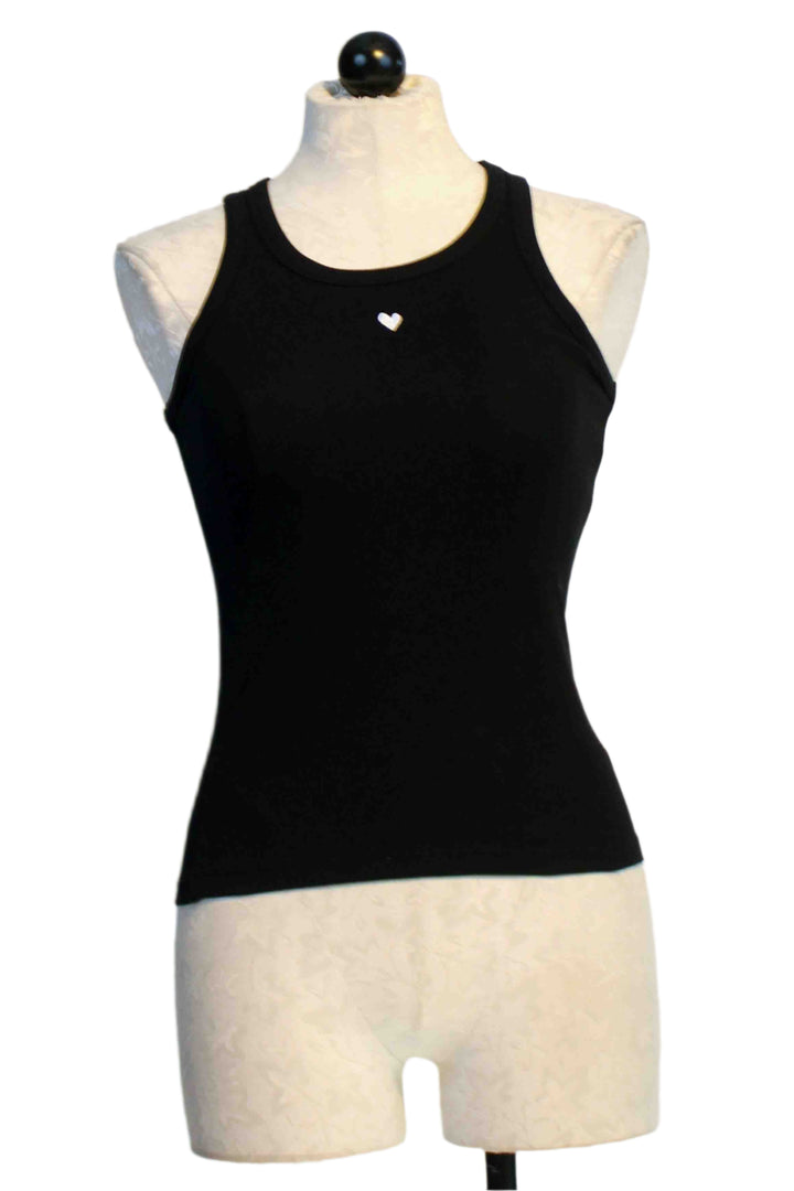 Black KR Tank by Kerri Rosenthal with tiny white heart on the front