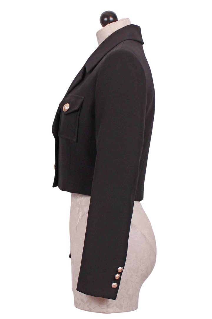 side view of Black Karl Crepe Blazer by Generation Love