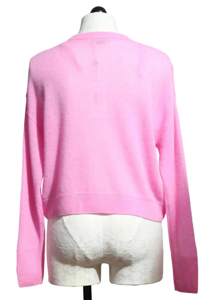 Back view of Glam Pink Cashmere Natasha Drop Shoulder Cardigan by Alashan Cashmere 