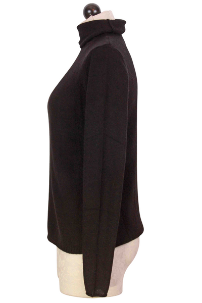side view of Black Harper Lightweight Sweater by Alashan Cashmere