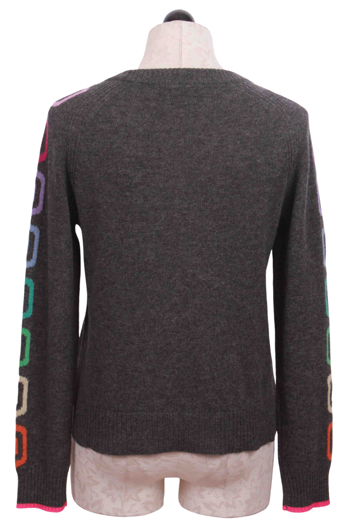 back view of Graphite Cashmere Gatsby Retro Raglan Sweater by Alashan Cashmere