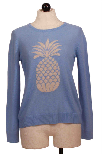 Chapel Hill colored Pineapple Intarsia Crew Sweater by Alashan Cashmere