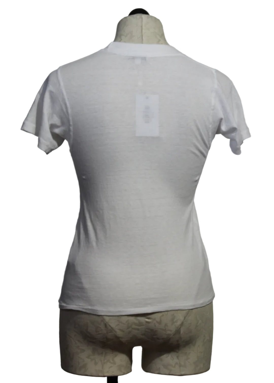 back view of white PreShrunk Amelia Vintage SS Tee by Asher