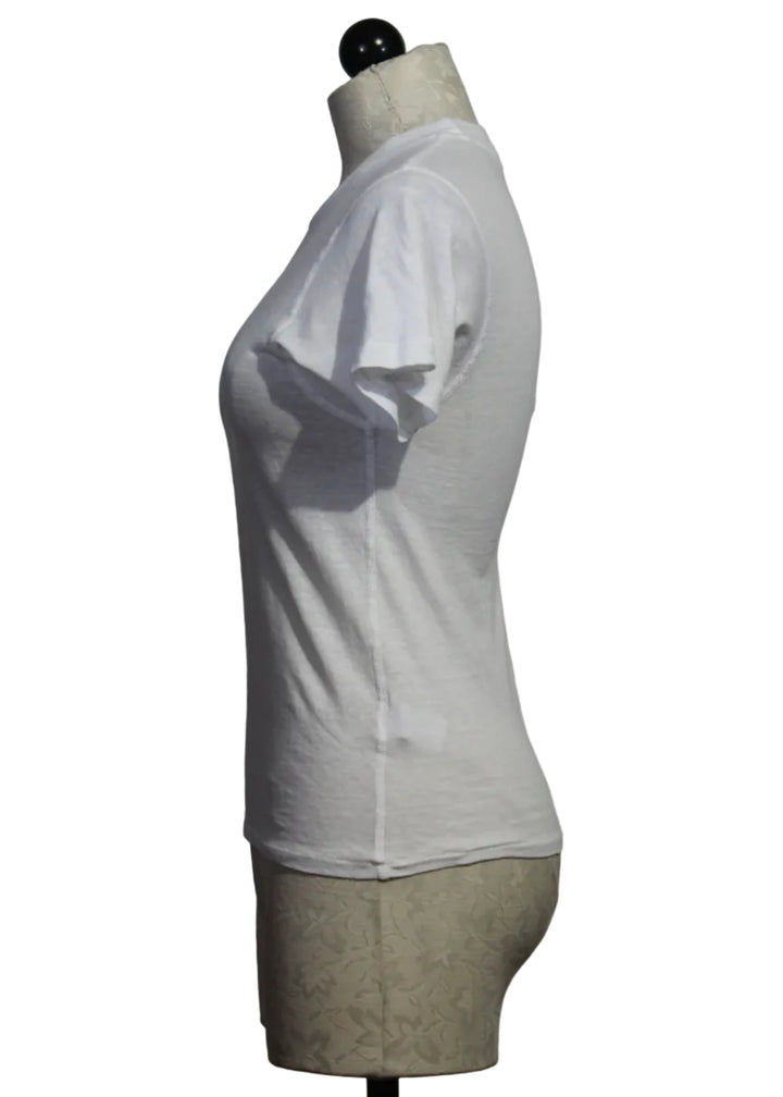 side view of White PreShrunk Amelia Vintage SS Tee by Asher