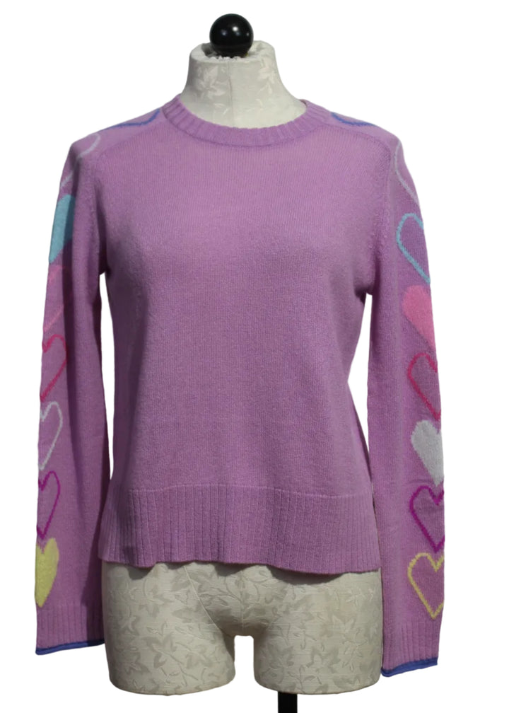 Riviera colored Hearts and Hugs Crew Neck by Alashan Cashmere 