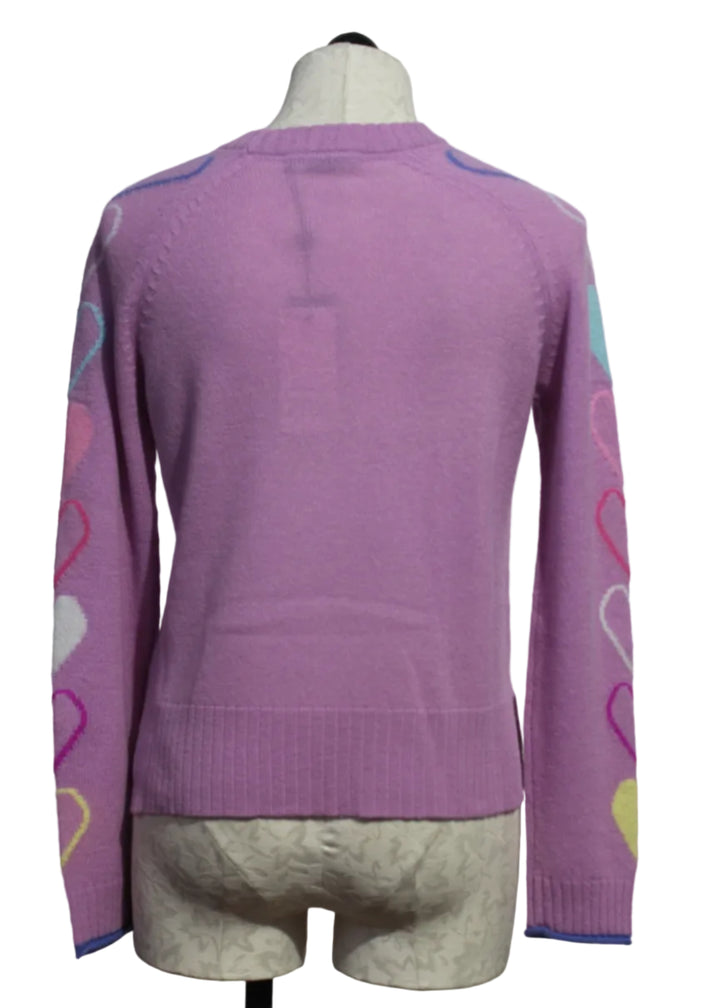 back view of Riviera colored Hearts and Hugs Crew Neck by Alashan Cashmere 
