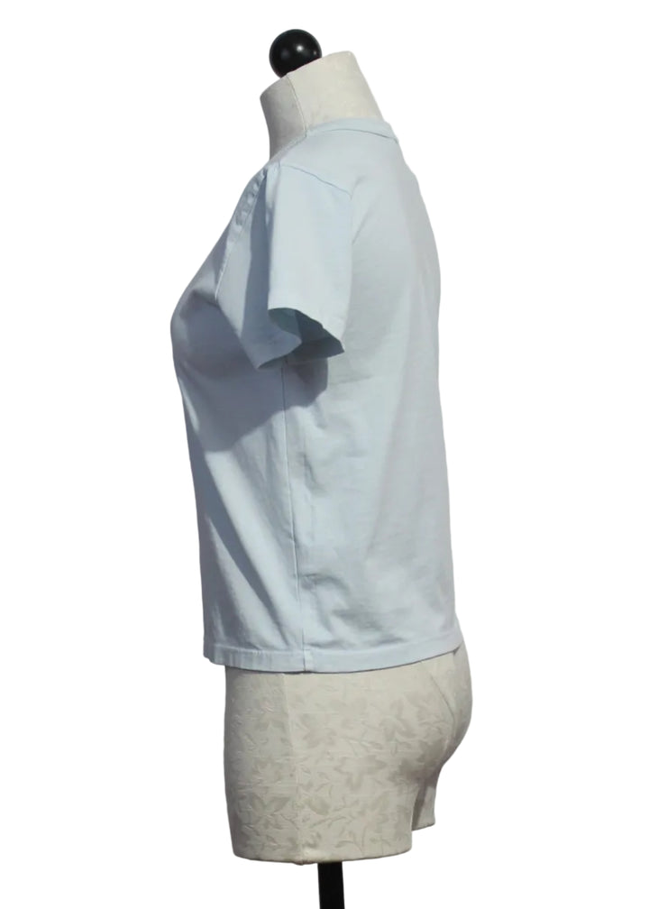 side view of Classic Short Sleeve Marielle Tee by Asher in Ice Blue
