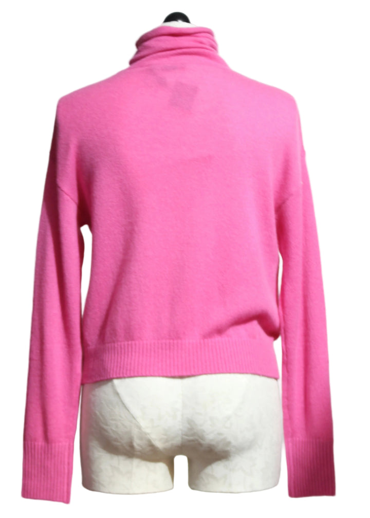 Back view of Lovestruck colored Cashmere Rosa Drop Shoulder Turtleneck by Alashan Cashmere 