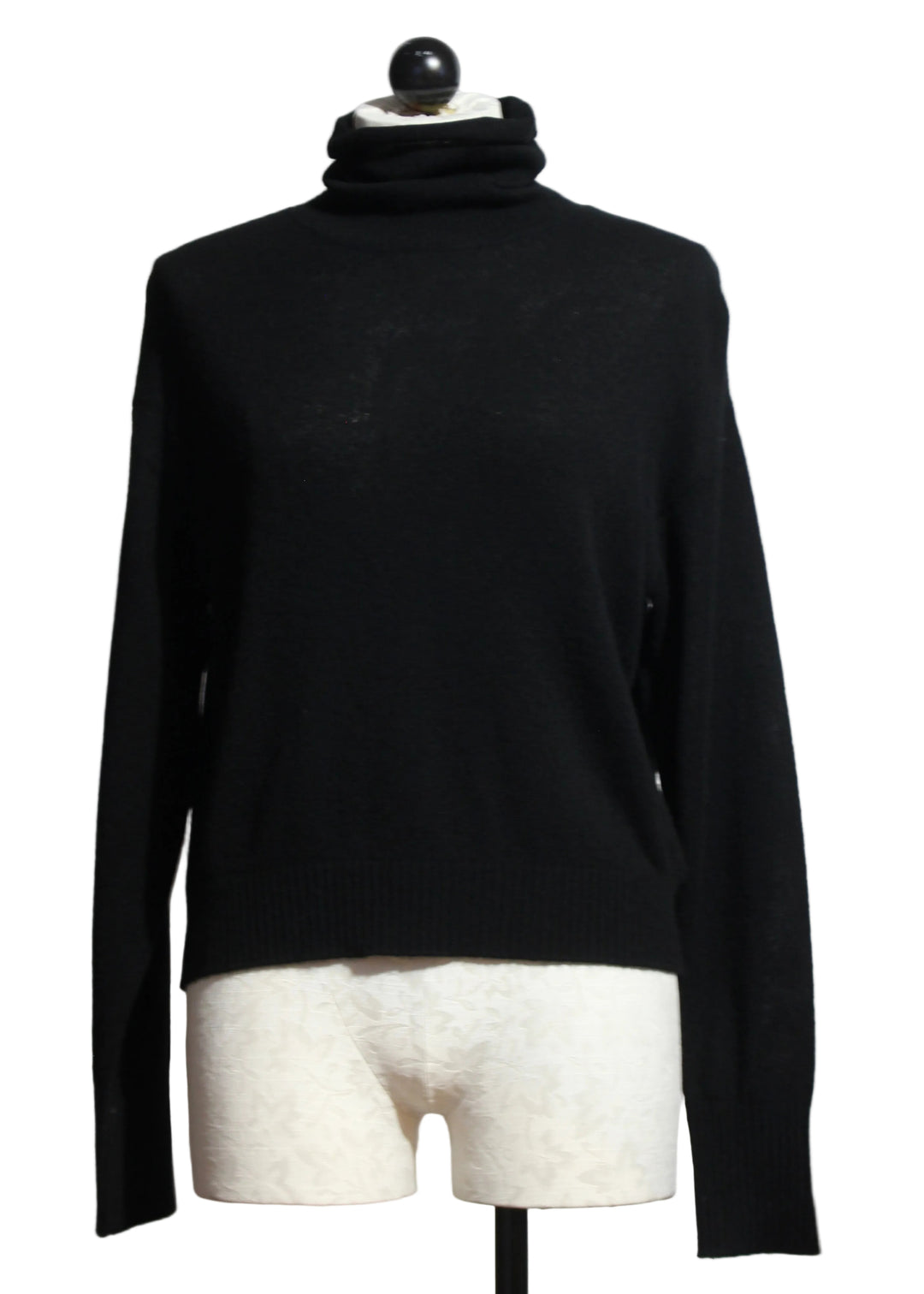 Ebony colored Cashmere Rosa Drop Shoulder Turtleneck by Alashan Cashmere 