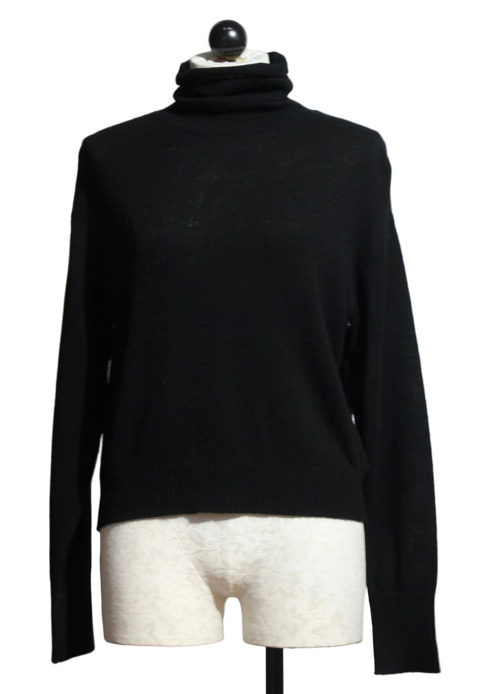 Ebony colored Cashmere Rosa Drop Shoulder Turtleneck by Alashan Cashmere 