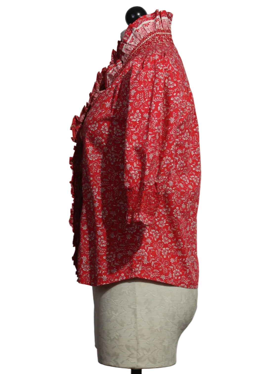 side view of Rosemary Dreamscape Print Zuri Top Short Sleeve by Love The Label  