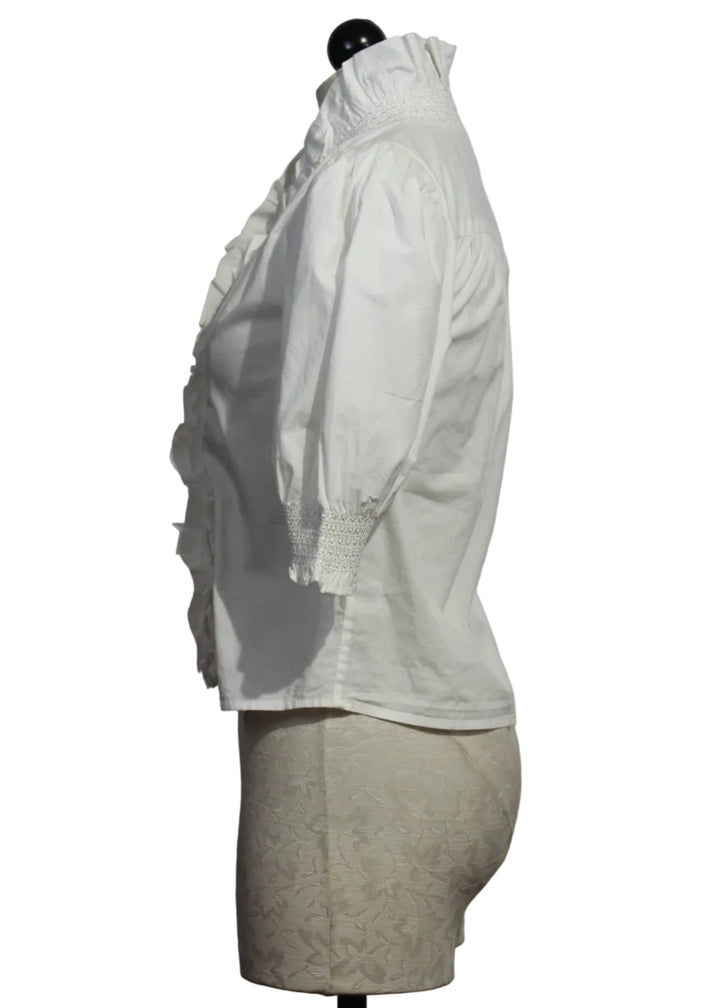 side view of White Zuri Top Short Sleeve by Love The Label 