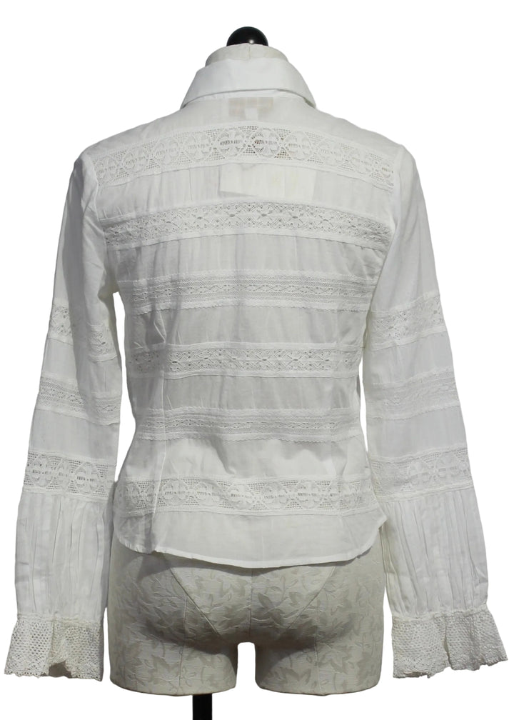 back view of The Lacey Top by Love the Label is a white long-sleeve top