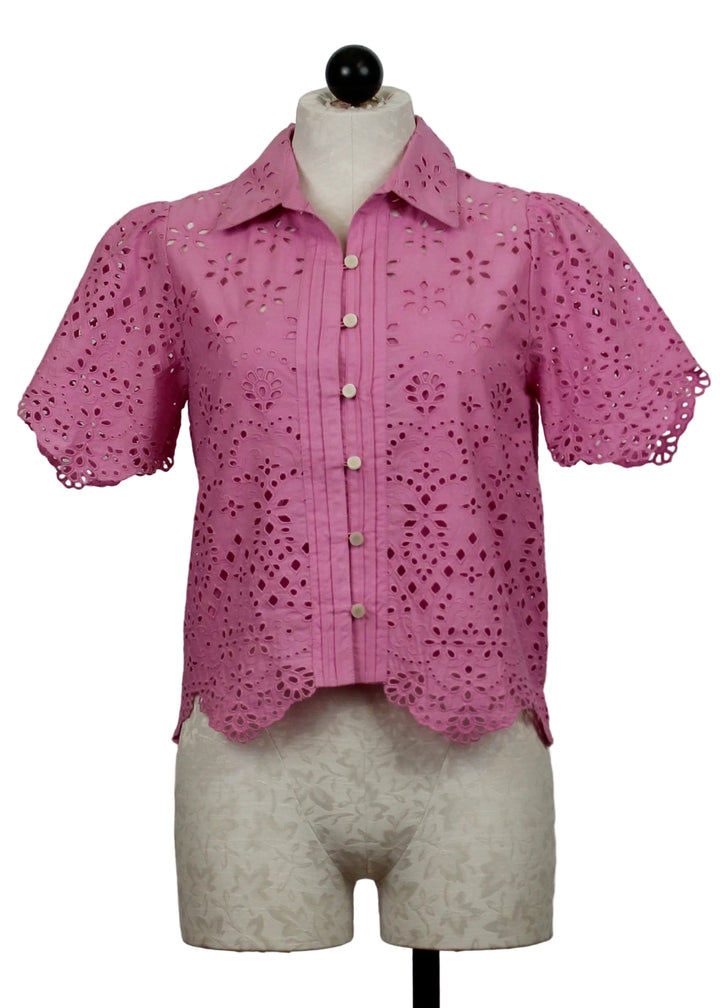 Orchid colored Eyelet Abigail Top by Love the Label