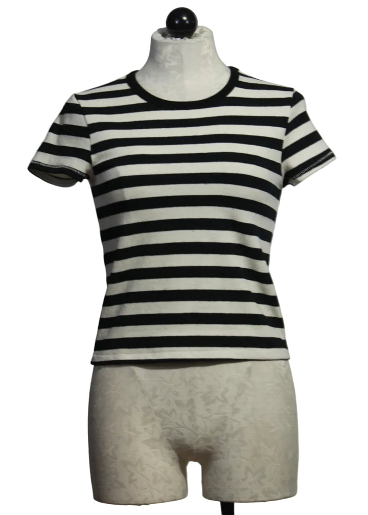 True Black and Natural Riley Striped Tee by Asher