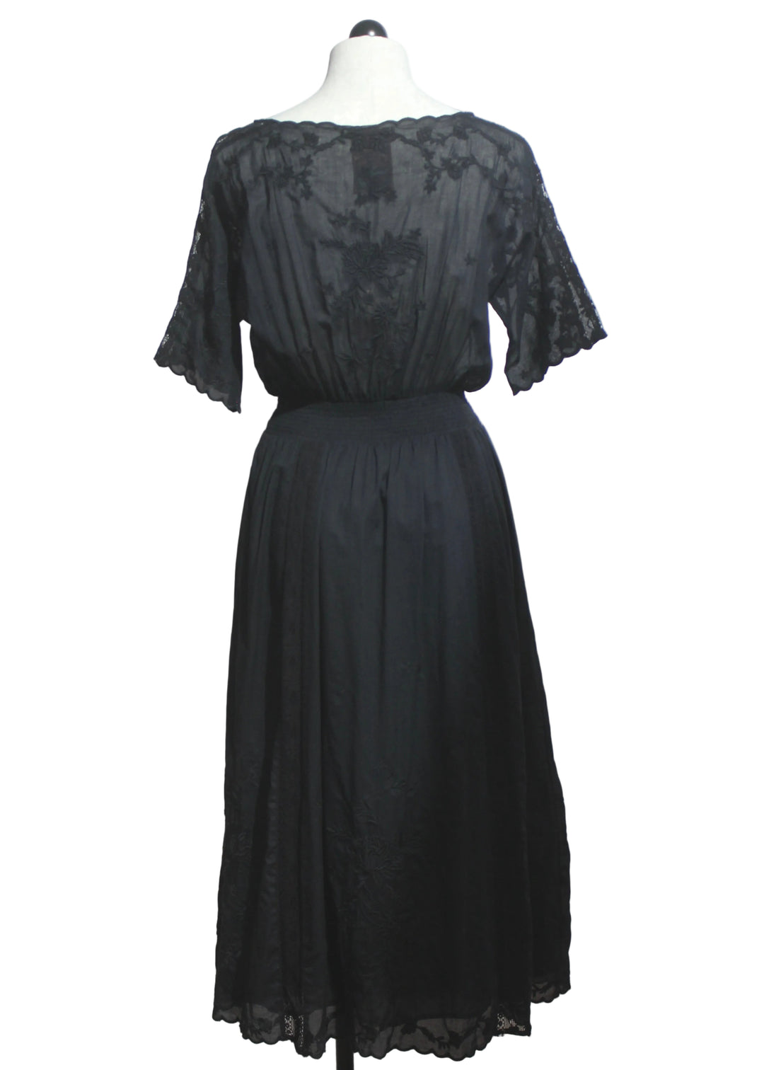 back view of BLACK XOCHI Short Sleeve Midi Dress by Johnny Was