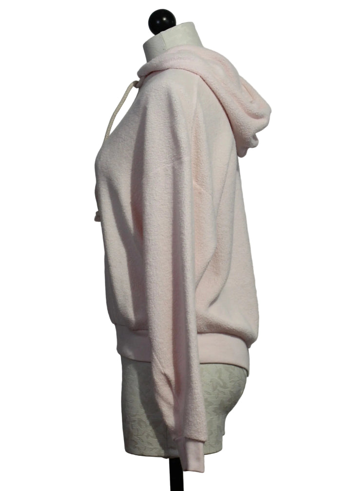 Side view of Hazel Brushed Terry Hoodie by Asher in Salsa Rosa