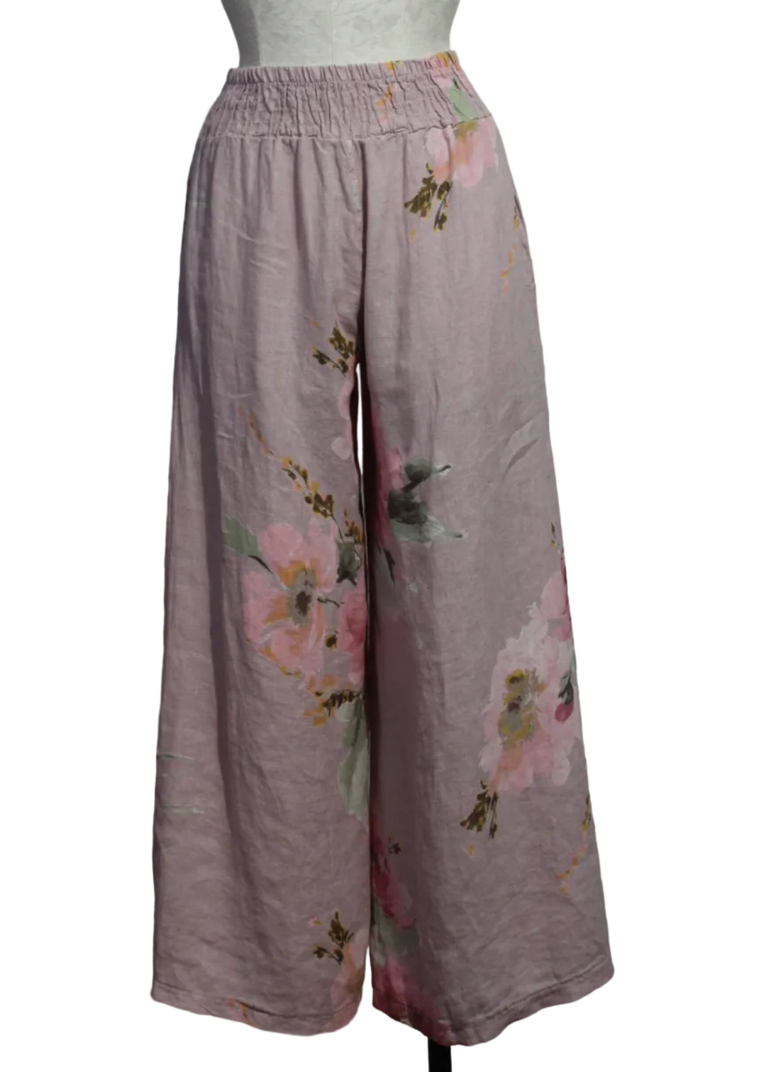  Pink Linen Floral Wide Leg Pant by Sorella 