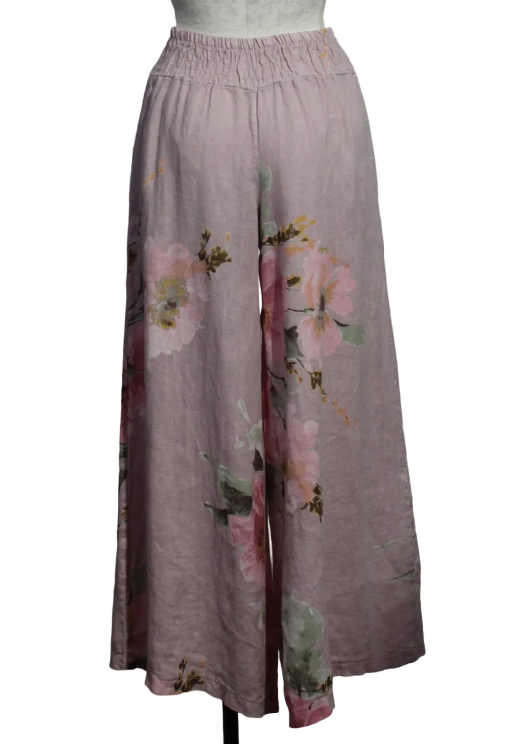 back view of Pink Linen Floral Wide Leg Pant by Sorella 