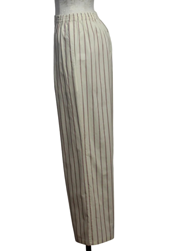 side view of Misty Rose Striped Pull-On Clara Pants by Asher