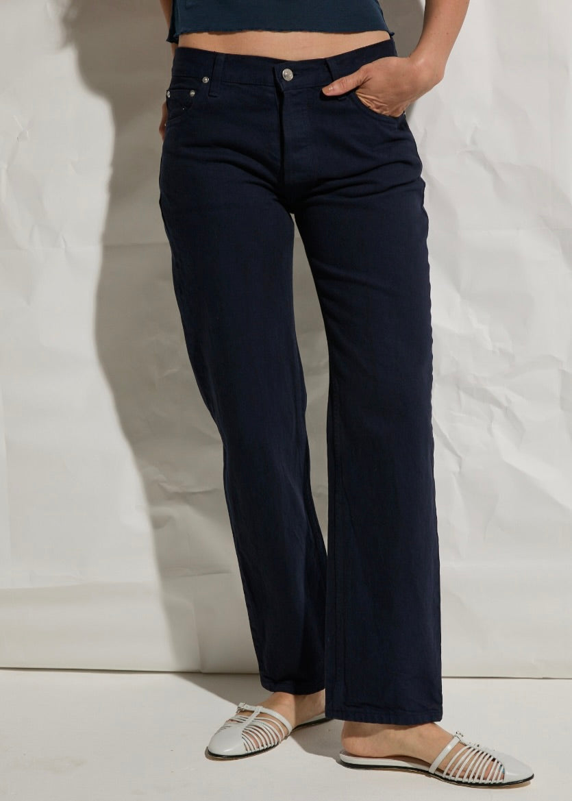 model wearing The Alma Jeans in Outer Space by Asher