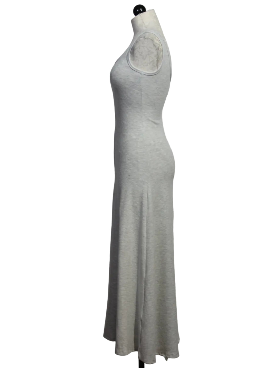 Side view of Oat Heather colored Daliha Tank Dress by Asher