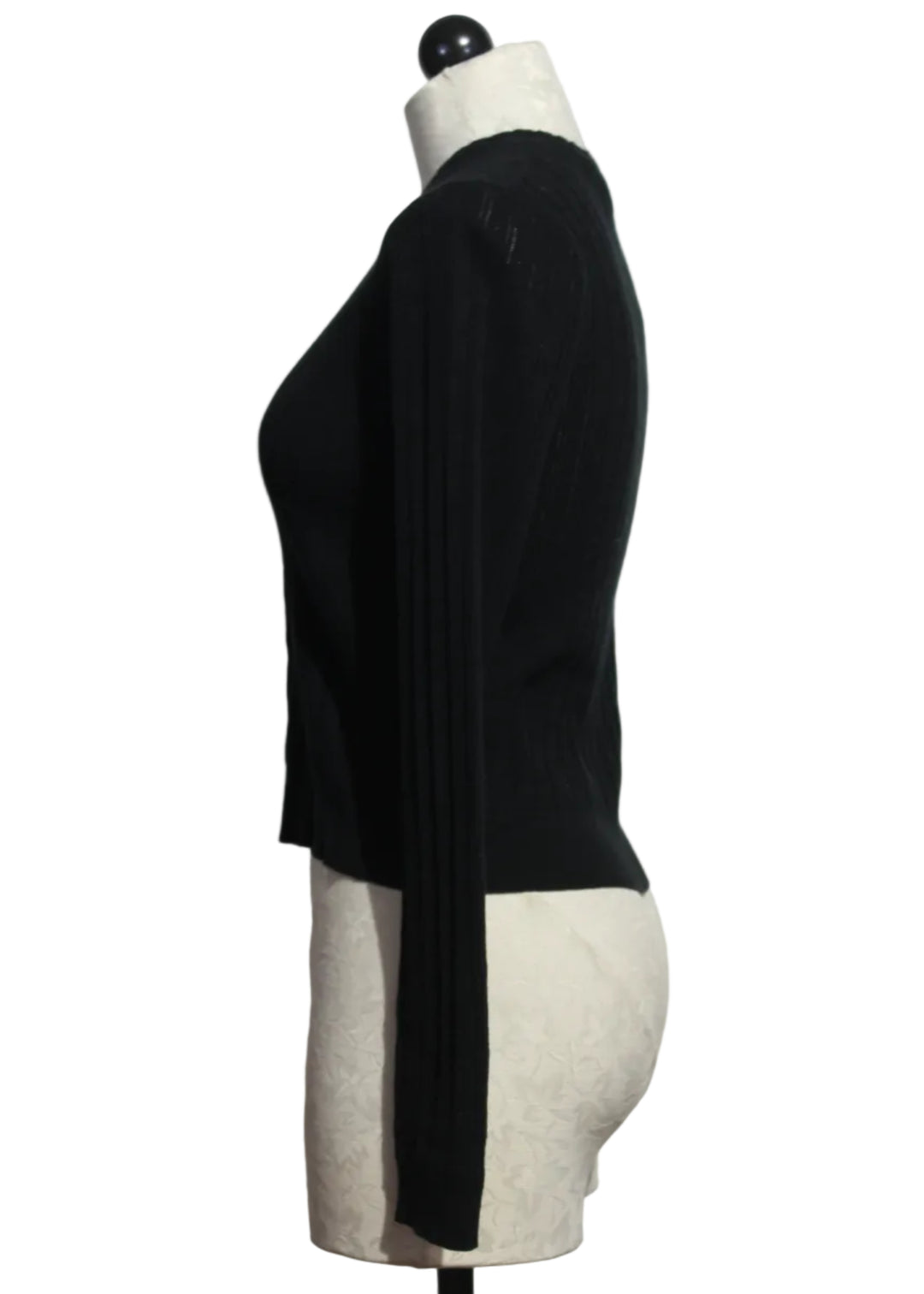side view of Black Pipa Cardigan by Asher