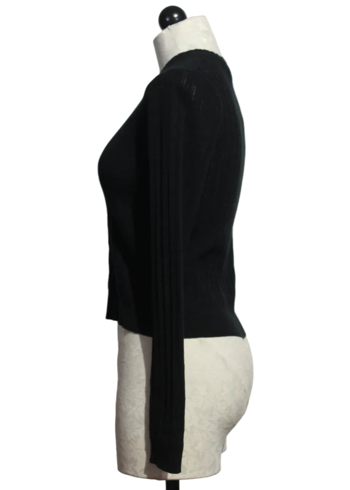 side view of Black Pipa Cardigan by Asher