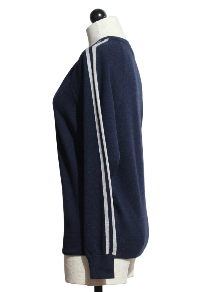 Side view of the Heather Cadet Livia Knitted Crew by Asher