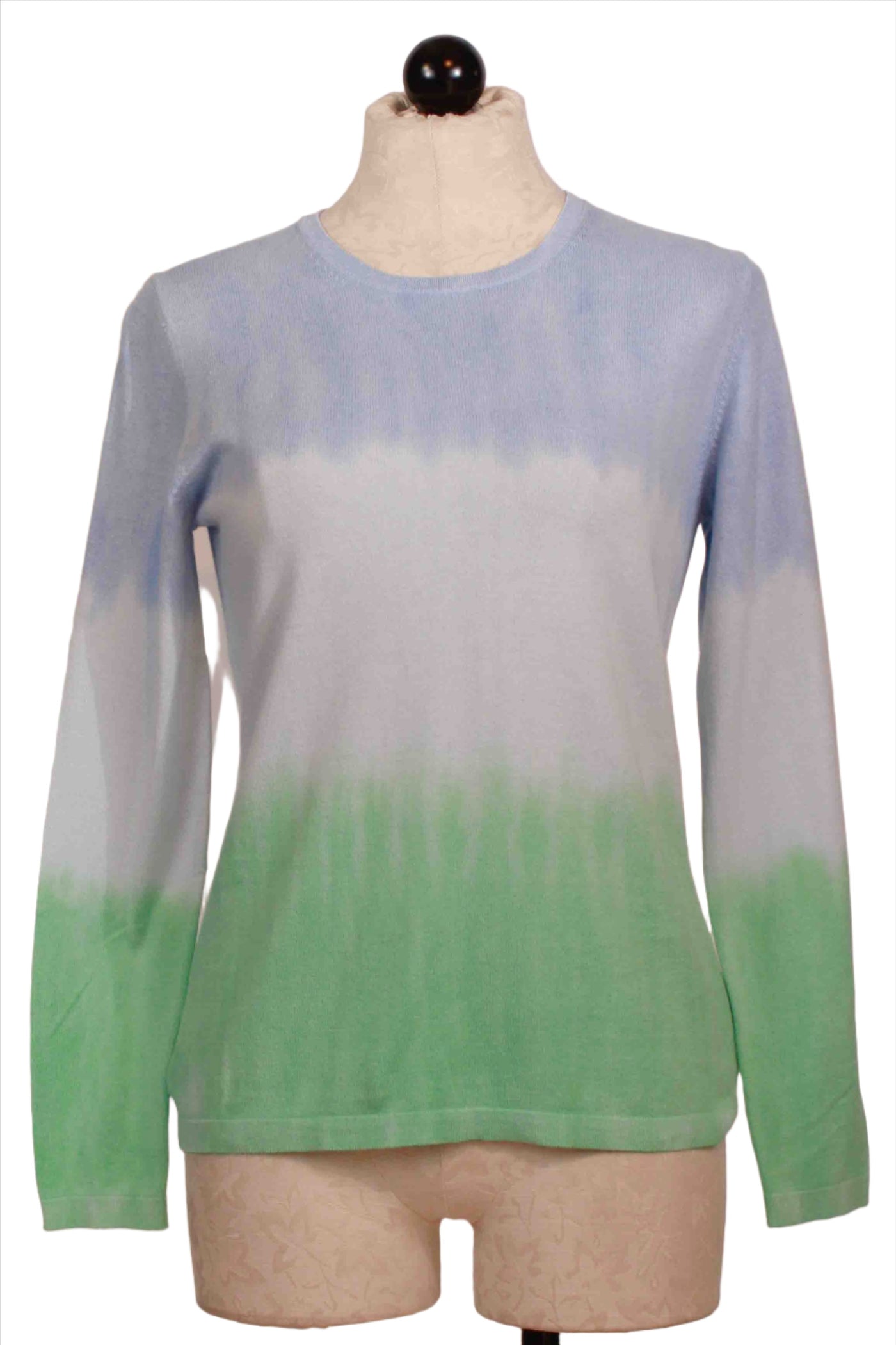 Rain Combo Colored Dip Dye Crew Neck Sweater with Striations by Alashan Cashmere