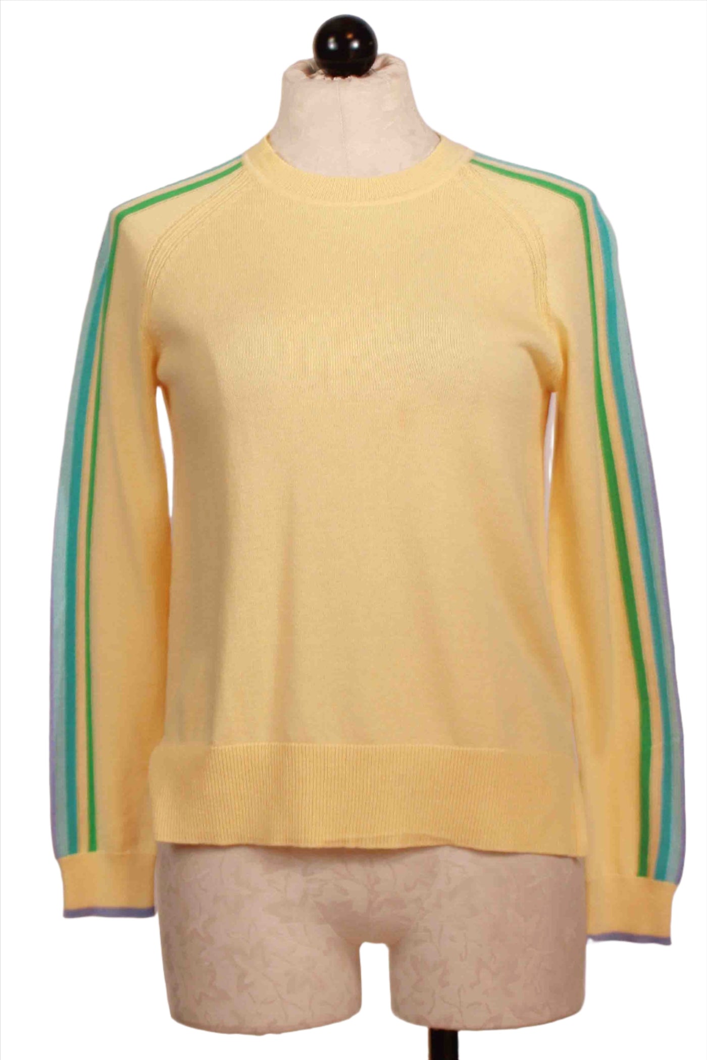 Blondie colored Runaway Stripe Raglan Sleeve Sweater by Alashan Cashmere