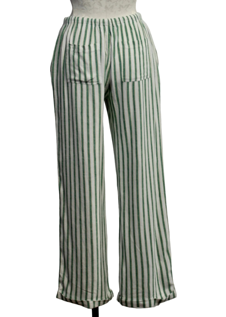 back view of The Striped Pierre Pant by Velvet Heart in the Green Foliage color