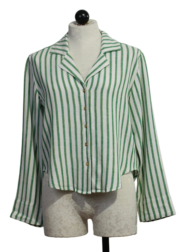 Green Foliage Colored Long Sleeve Benny Blouse by Velvet Heart 