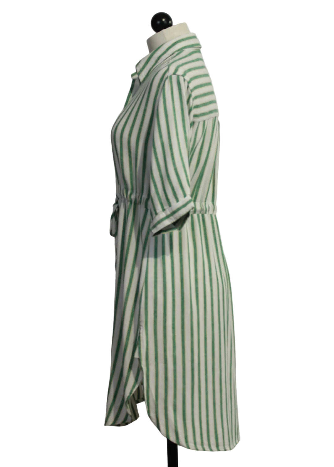side view of The Jenneva Dress by Velvet Heart in a Green Foliage color 