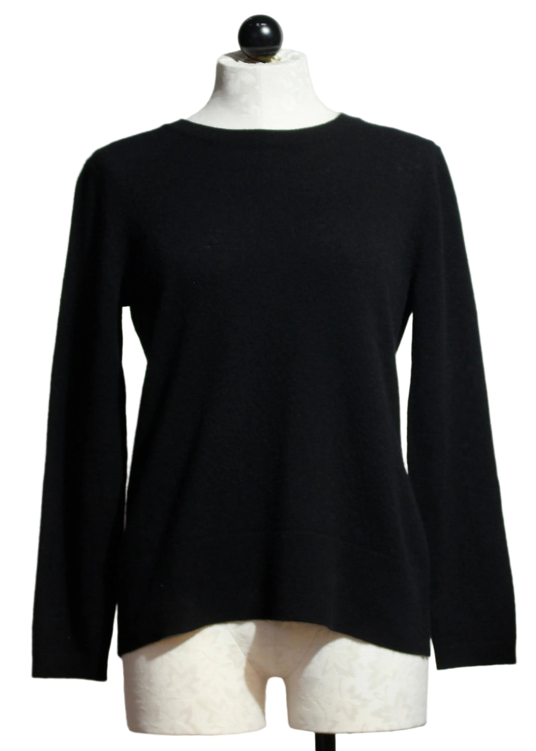 Black Easy Crew Neck Pullover by Alashan Cashmere