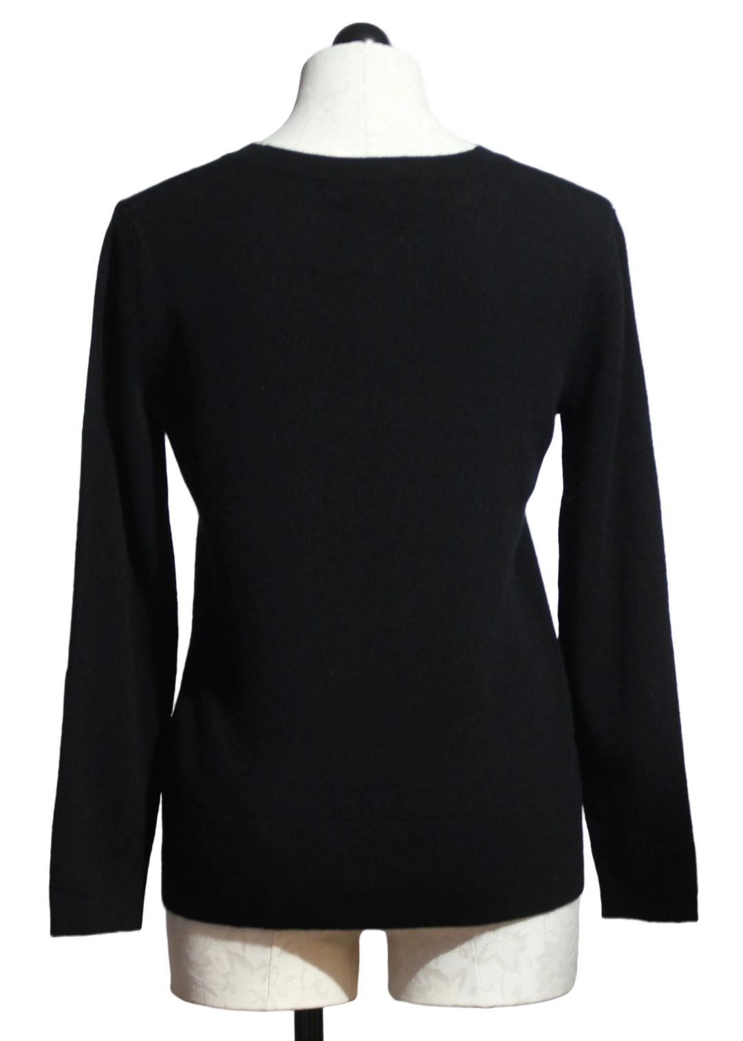 Back view of Black Easy Crew Neck Pullover by Alashan Cashmere