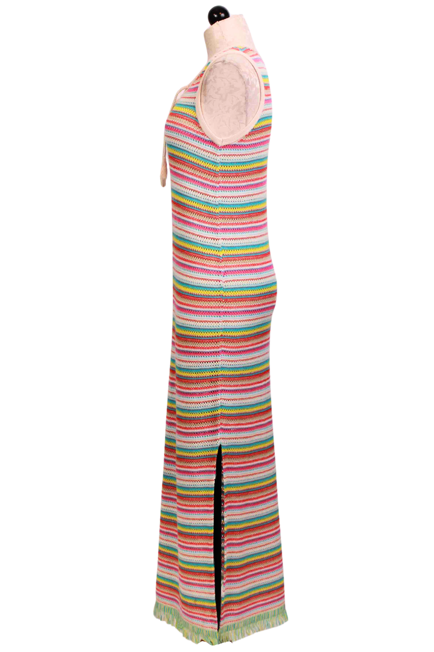 side view of Sleeveless Multicolor striped knit Midi LaPlaya Dress bh Lisa Todd