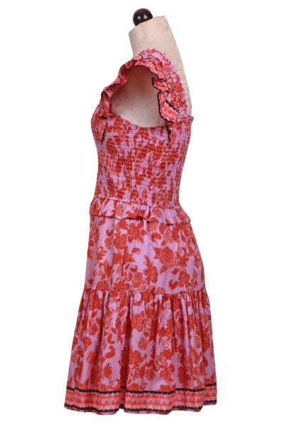 side view of Woodblock Floral print Kaila Dress by Caballero