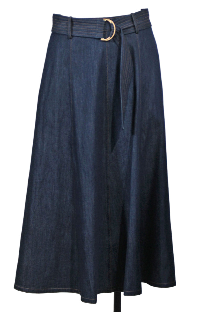 Blue Denim Layla Belted Denim Skirt by Emily Lovelock