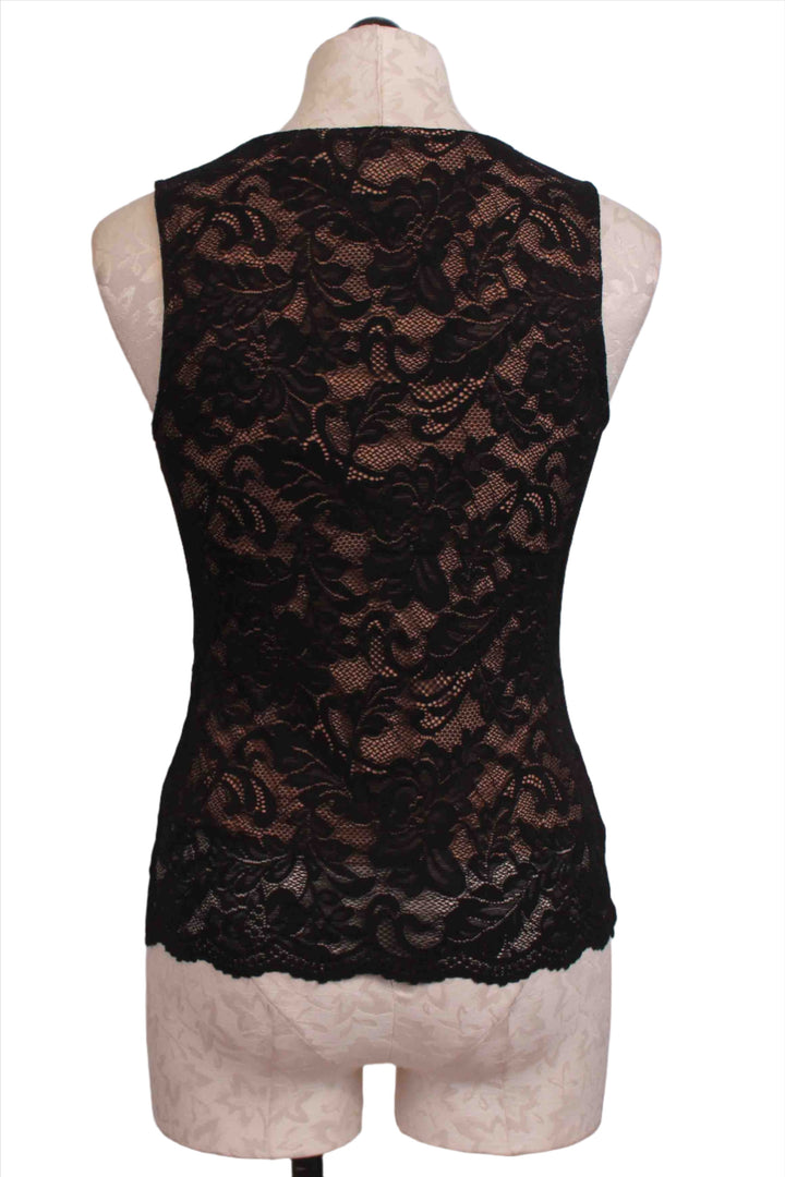 back view of Black Leila Stretch Lace Top by Generation Love