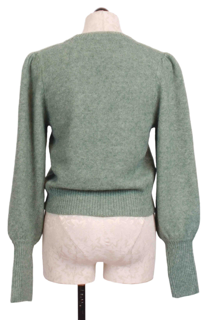 back view of Mist colored Lia Shirred Sleeve Sweater by Fifteen Twenty