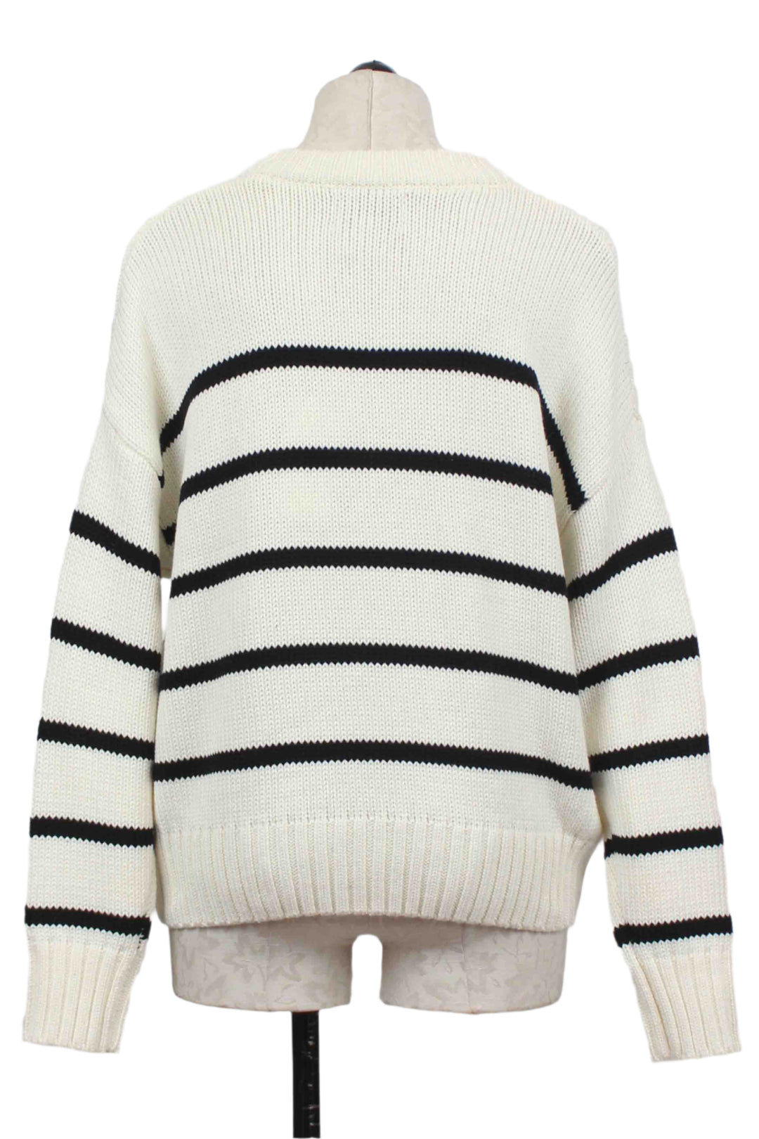 back view of Off White and Black Luca Crewneck Sweater by Fifteen Twenty