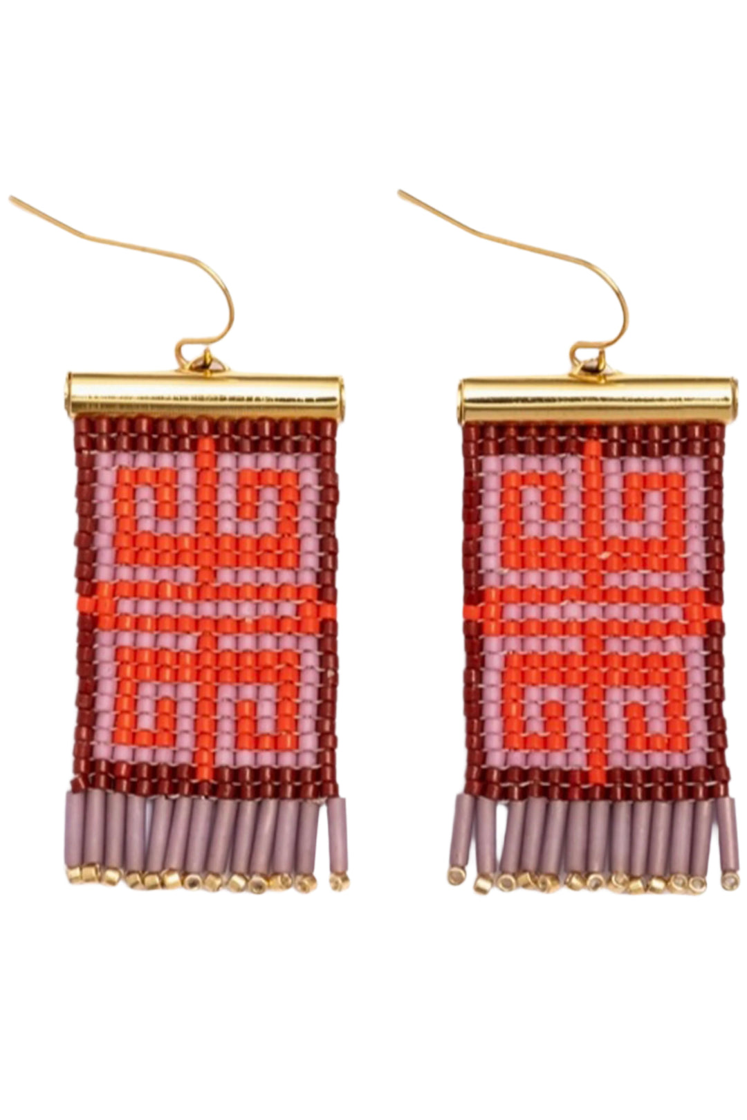 Red/Wine Beaded Jungle Labyrinth Earrings-Mayana Designs Co