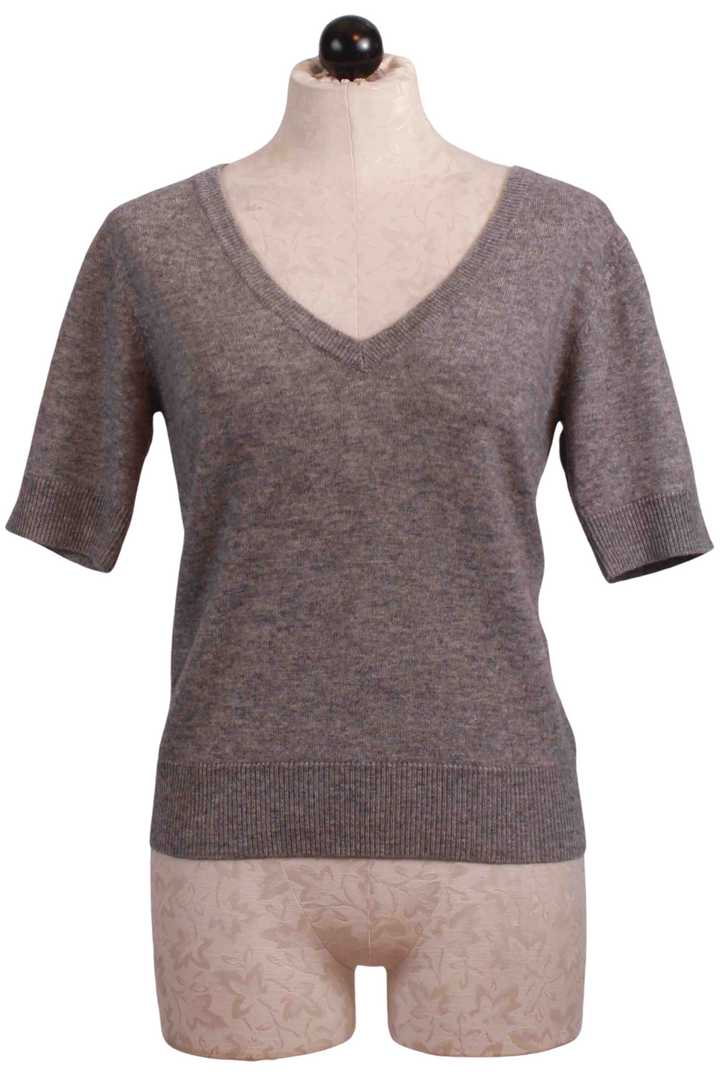 Heather Grey Marais V Neck Sweater by Rue Sophie