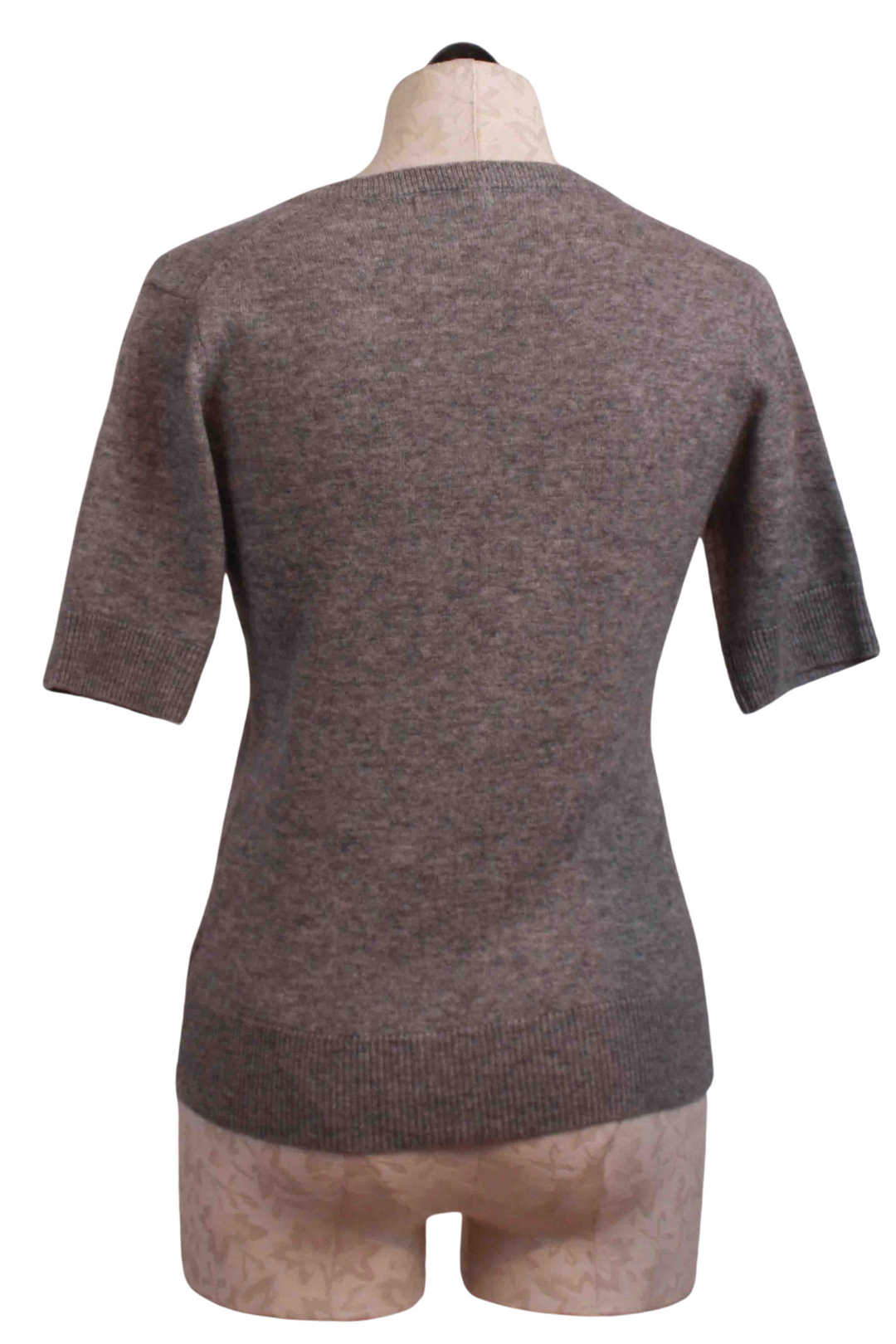 back view of Heather Grey Marais V Neck Sweater by Rue Sophie