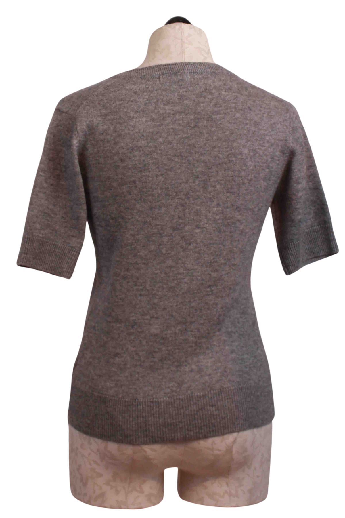 back view of Heather Grey Marais V Neck Sweater by Rue Sophie