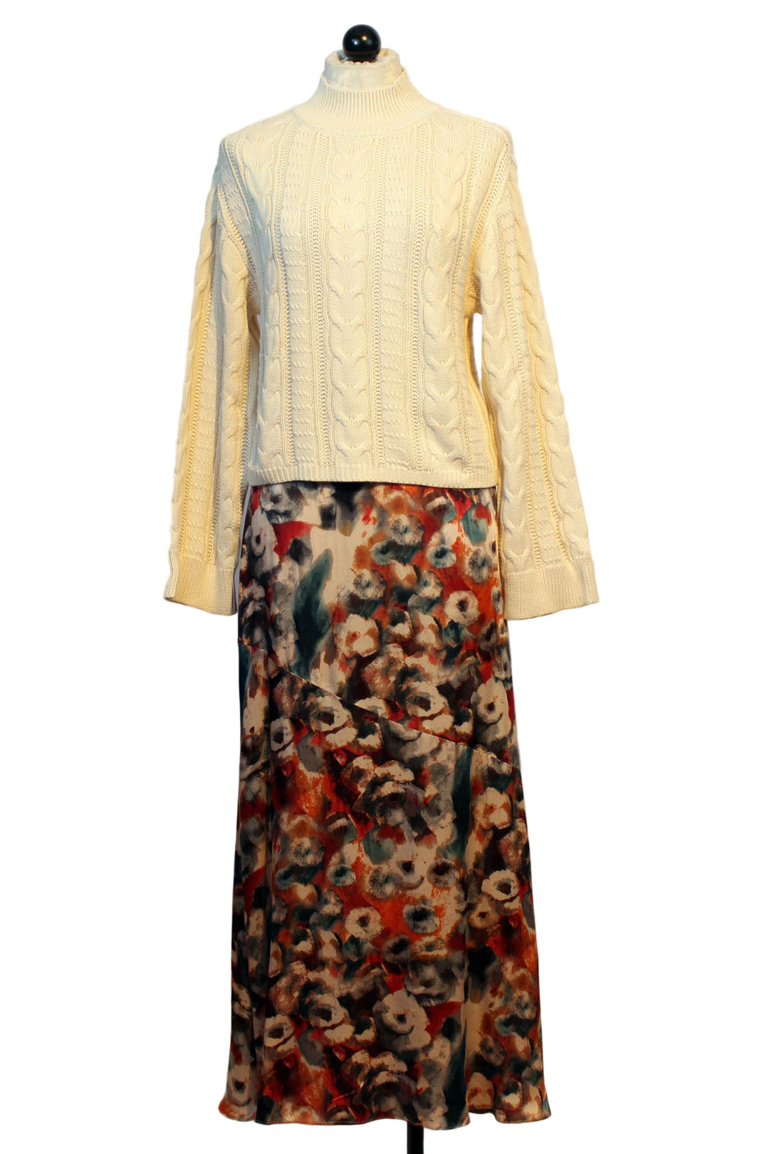 Maria Ankle Skirt by Cleobella in the Tamayo Print paired with the Ivory Janie Sweater by Cleobella