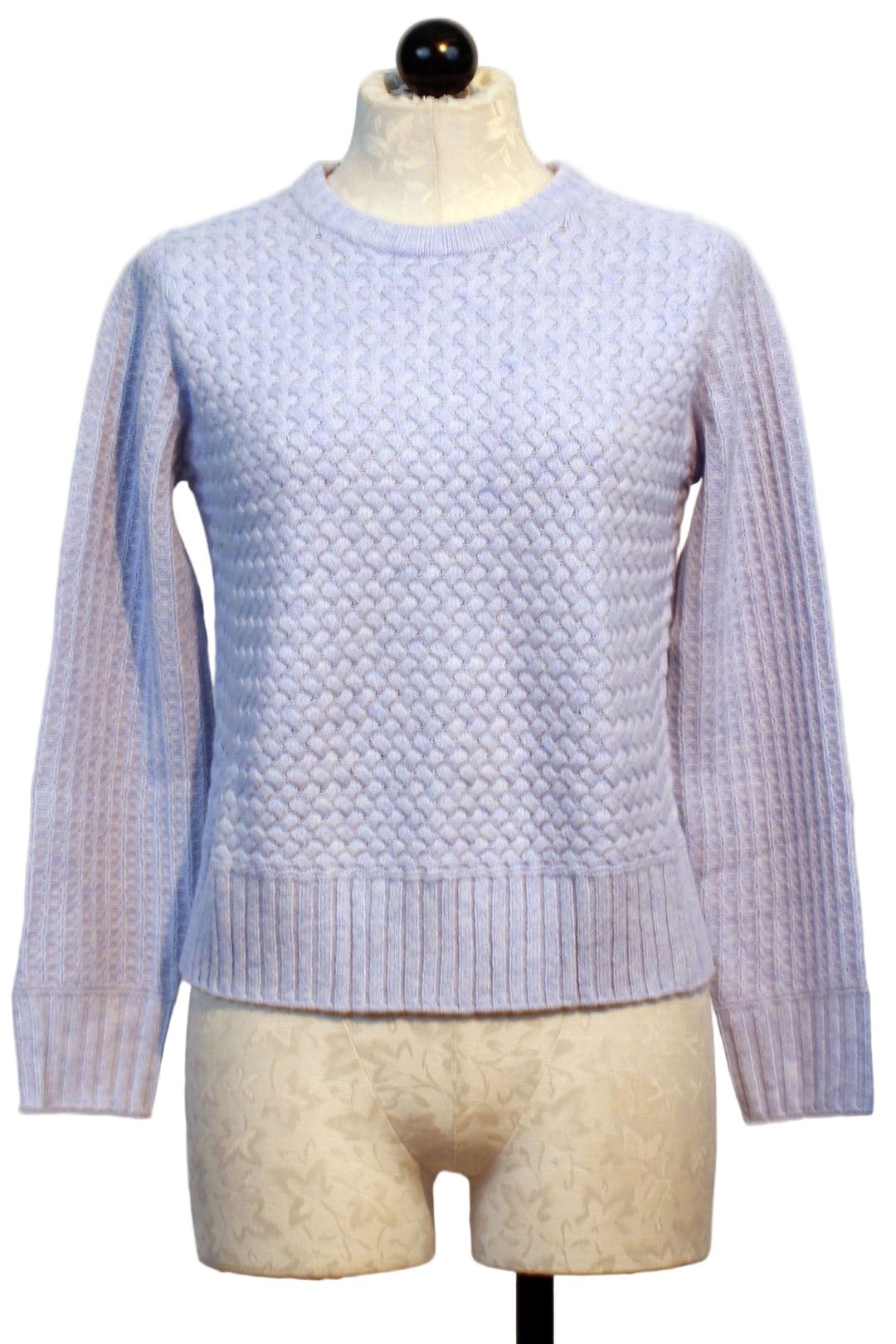 Blue Mist Marlene Textured Crewneck Sweater by Alashan Cashmere